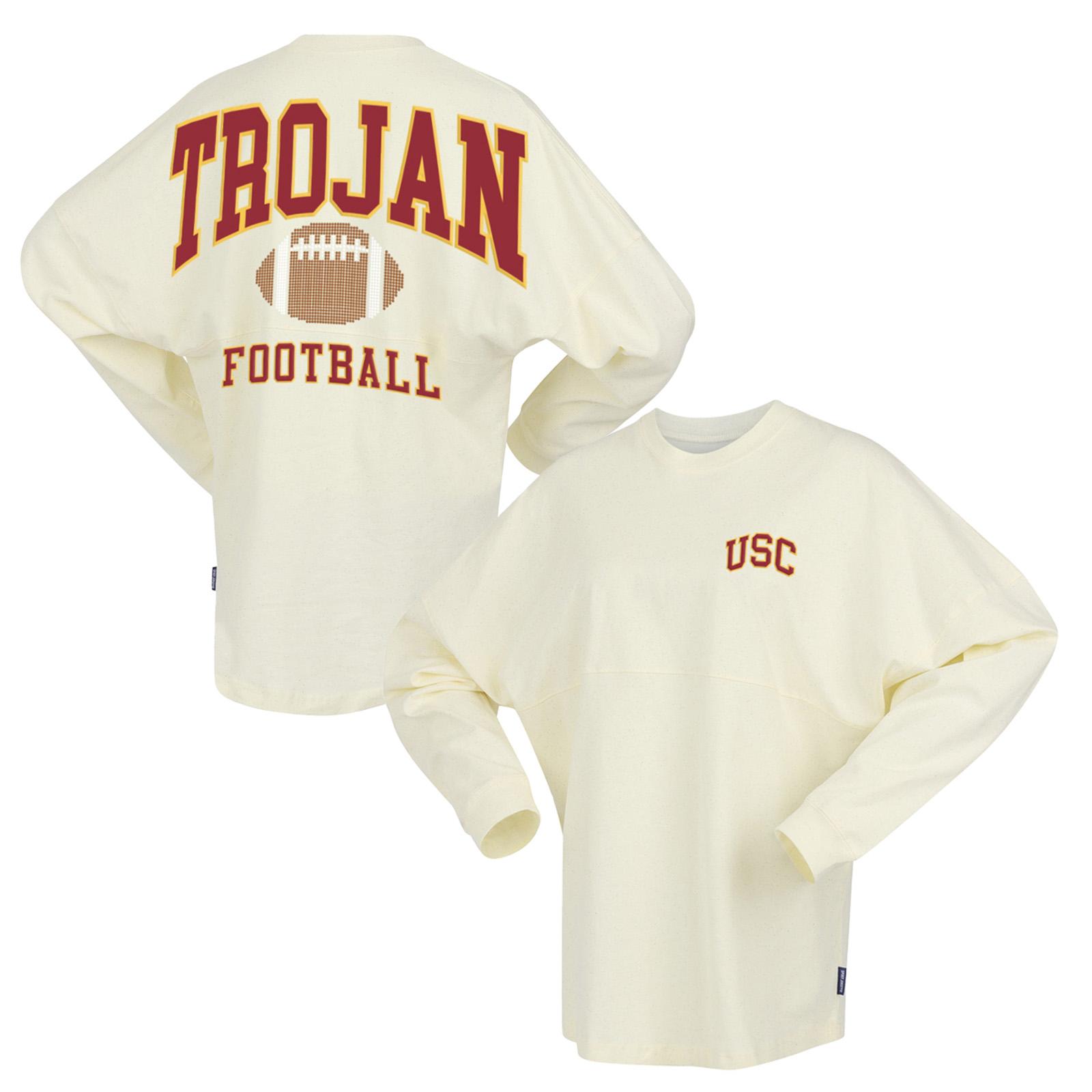 USCトロージャンズ カレッジフットボールジャージ 2XL NCAA 【4408 USC Trojans Unisex Cream Football Sparkle Crew Neck Spirit Jersey